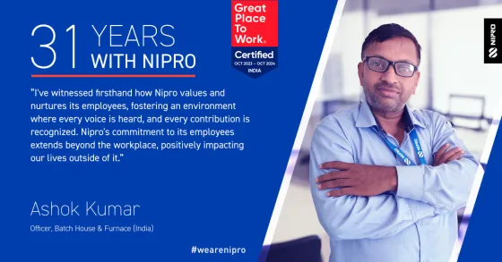 Years of Service - Ashok Kumar - Officer, Batch House & Furnace (India)